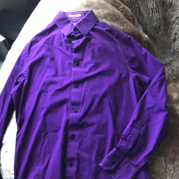 Express 1MX Fitted Purple Dress Shirt - Picture 1 of 2